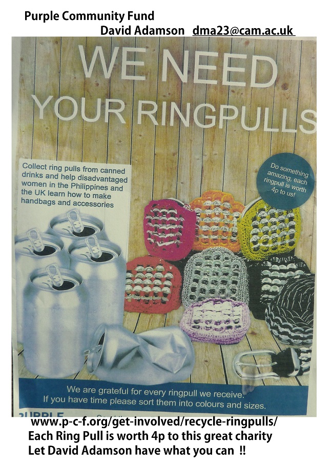 Jan 2017 Collect Ring Pulls 2017 support the Purple Community Fund